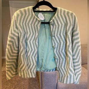 Vintage Cream and Green Sweater Jacket